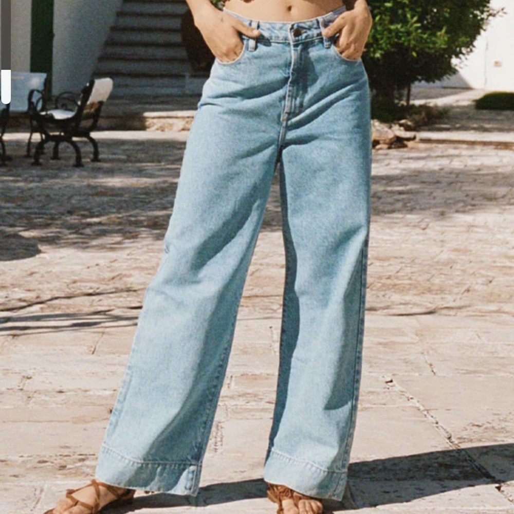 Spell Classic Denim Cropped Jeans Sun Washed Blue Size Small